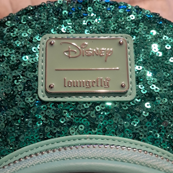New With Tags Loungefly Disney Little Mermaid Snow Globe Sequin Mini Backpack - Picture 6 of 8